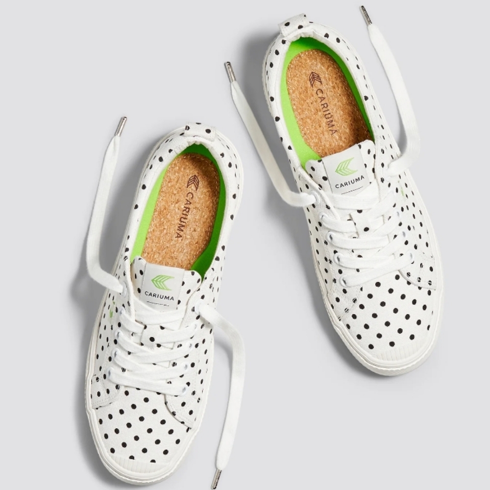 NIB Cariuma OCA Low Poka Dot White & Black Sneakers Unisex Women's 10